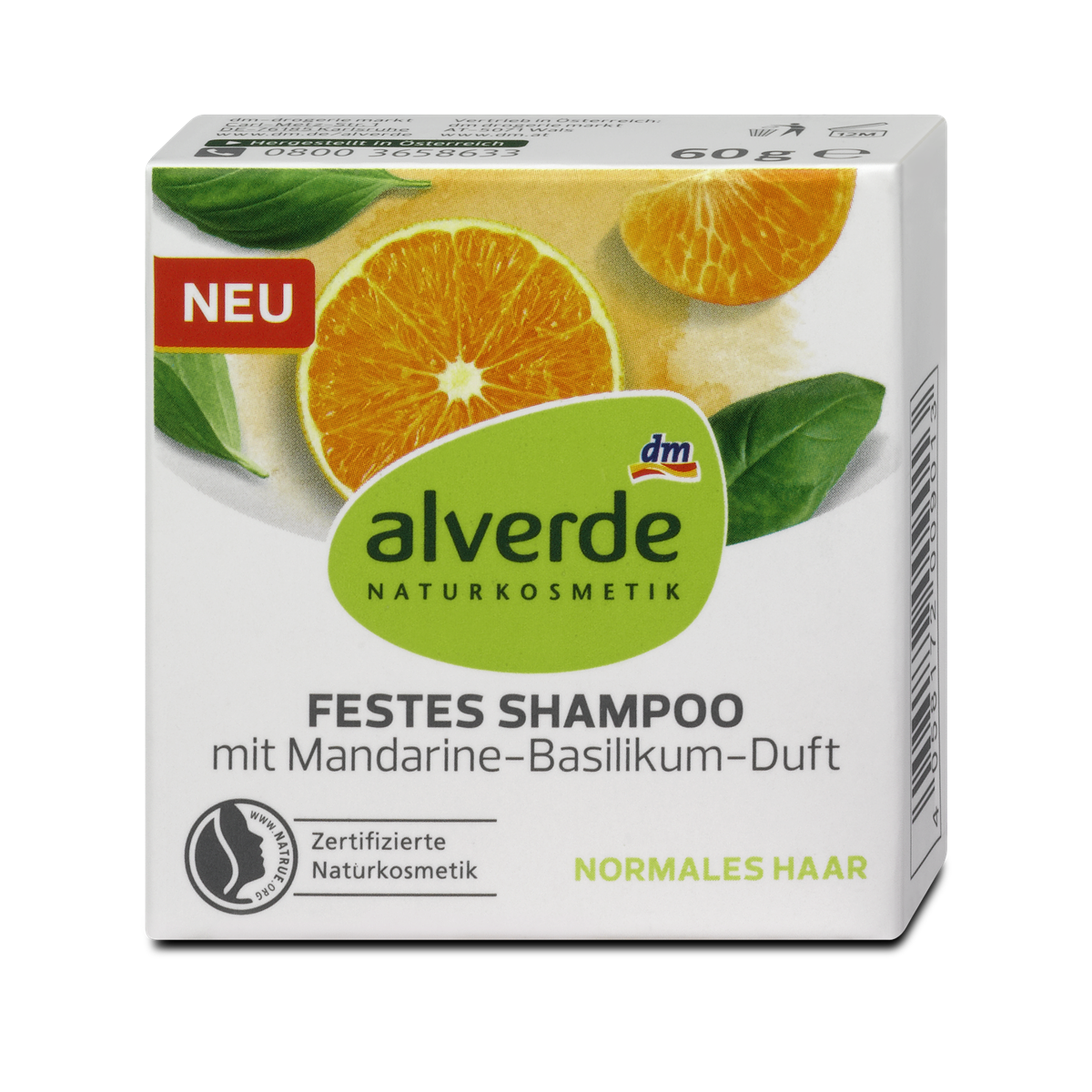 alverde NATURKOSMETIK Festes Shampoo Mandarine-Basilikum